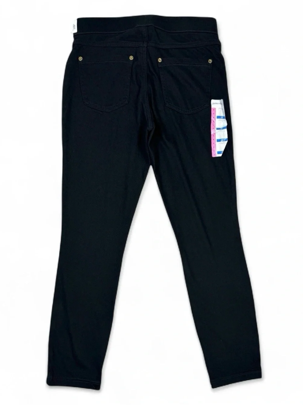 June & Daisy Black Denim Capri Leggings Womens S Small Stretch Back Pockets NWT